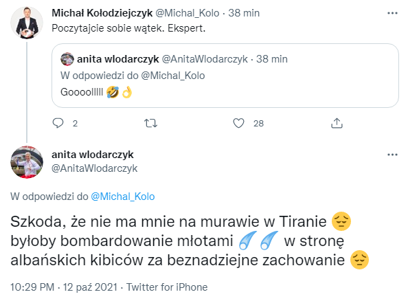 TWEET Anity Włodarczyk na temat meczu Polski z Albanią xD